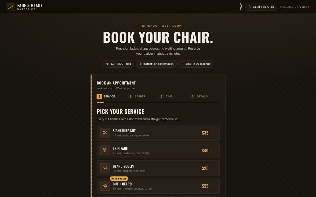 Fade & Blade, a barbershop booking system demo