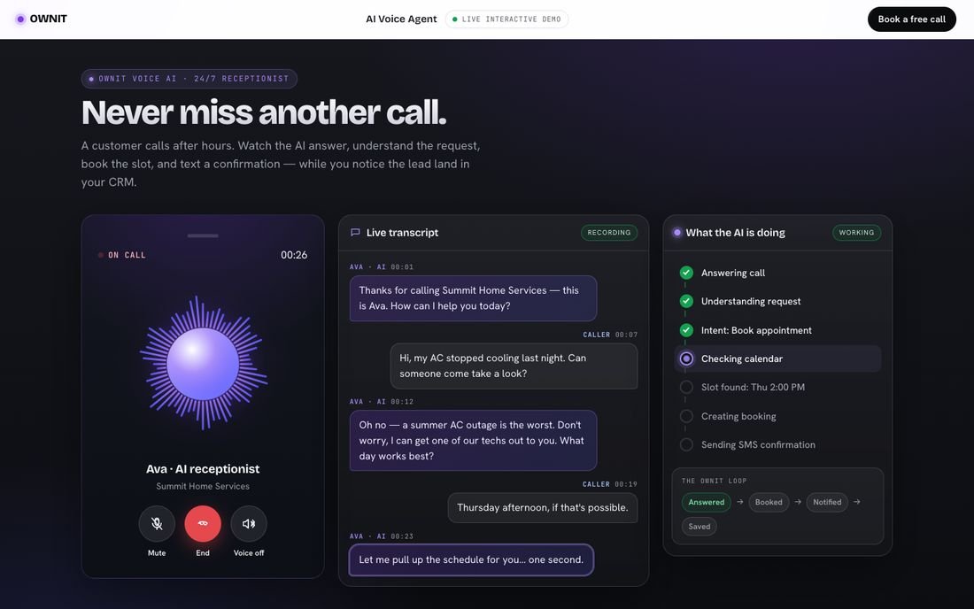 Ava on the phone, a ai voice agent demo