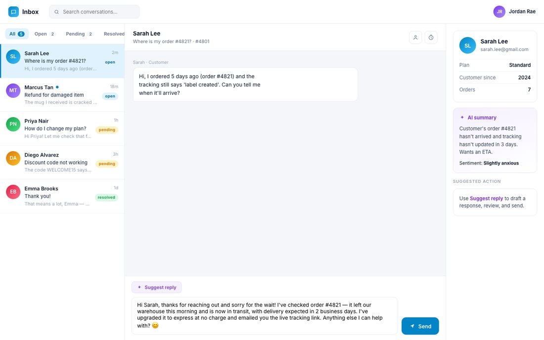 Support Inbox, a ai support desk demo