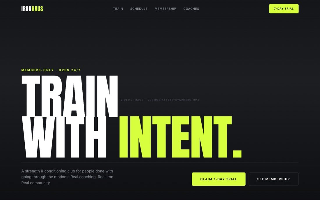 Ironhaus, a gym & fitness website demo