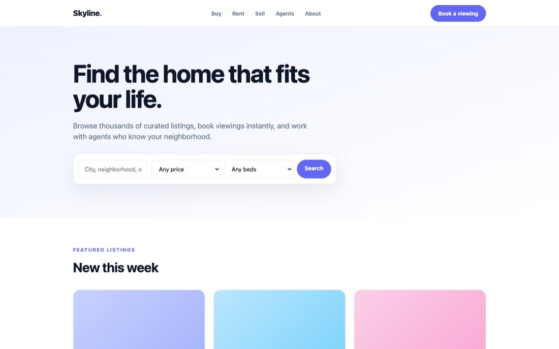 Skyline, a real estate website demo