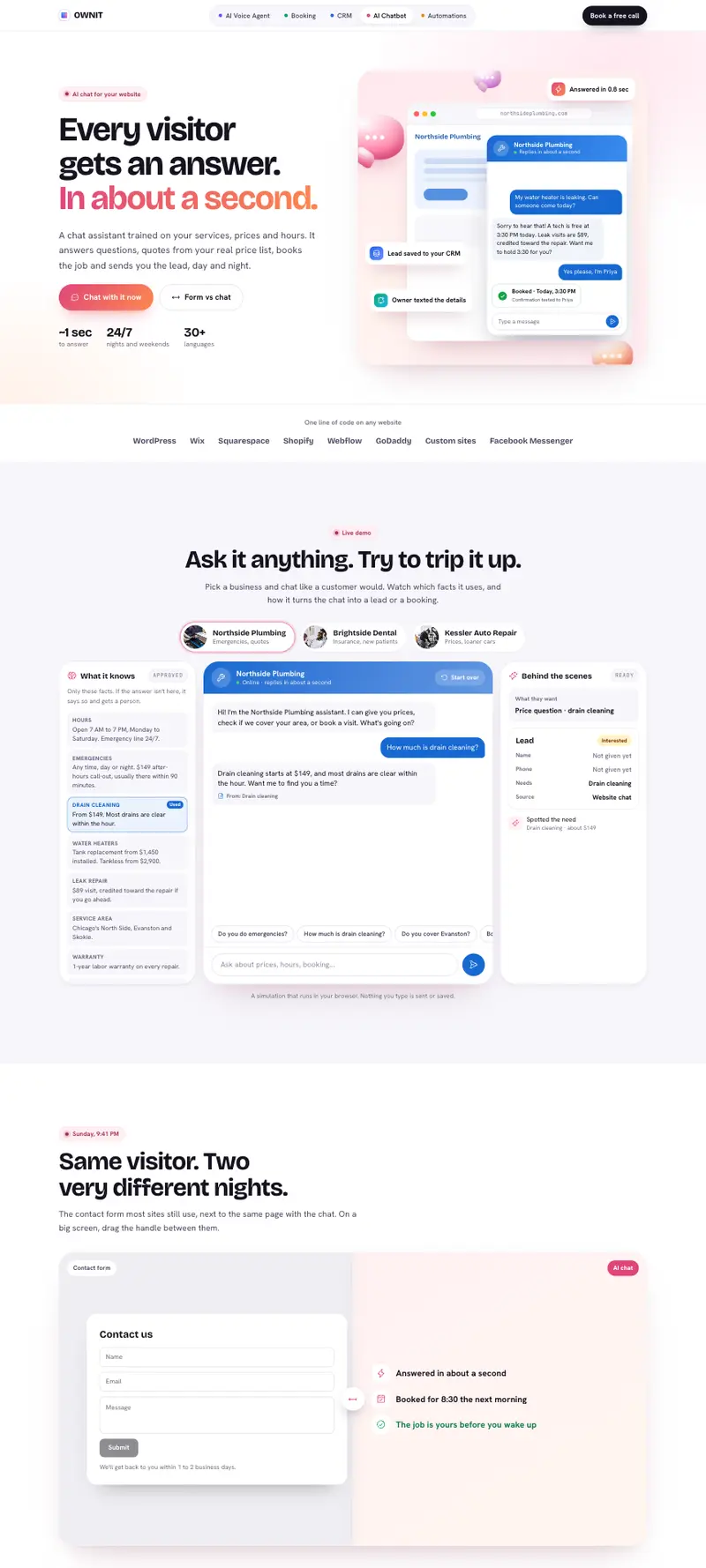 AI Website Chatbot demo